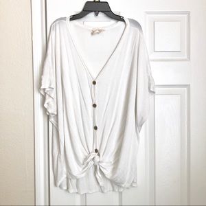 White button up knot top